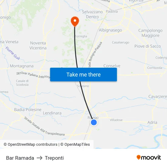 Ramada Bar to Three Bridges map