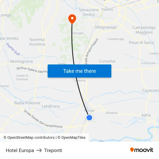 Europa Hotel to Three Bridges map