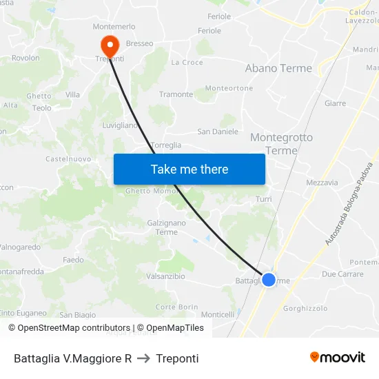 Battaglia Maggiore R to Three Bridges map