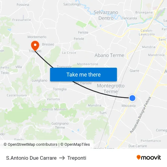 St. Anthony Due Carrare to Three Bridges map