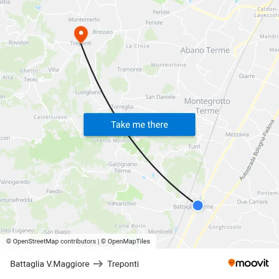 Battaglia V.Maggiore to Three Bridges map