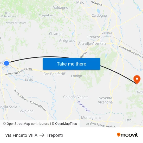 Via Fincato VII A to Three Bridges map