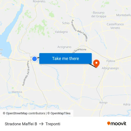 Stradone Maffei B to Three Bridges map