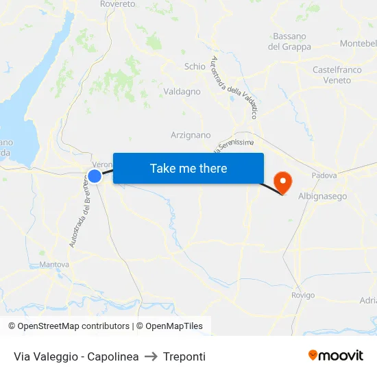 Valeggio Street - Terminal to Three Bridges map