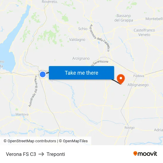 Verona FS C3 to Three Bridges map