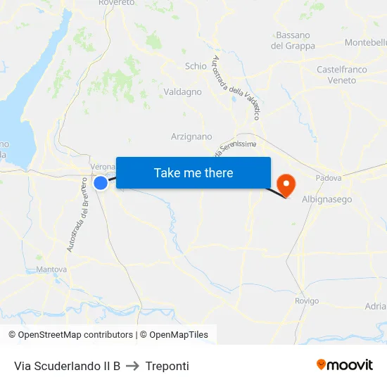 Scuderlando Street II B to Three Bridges map