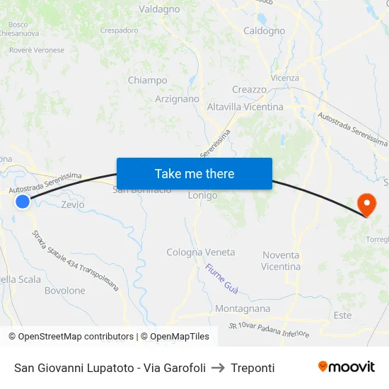 San Giovanni Lupatoto - Garofoli Street to Three Bridges map