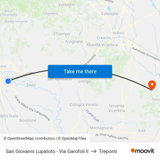San Giovanni Lupatoto - Via Garofoli II to Three Bridges map