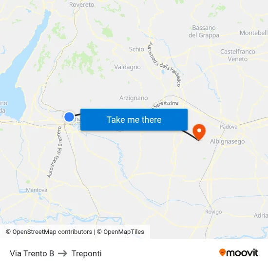 Trento Street B to Three Bridges map