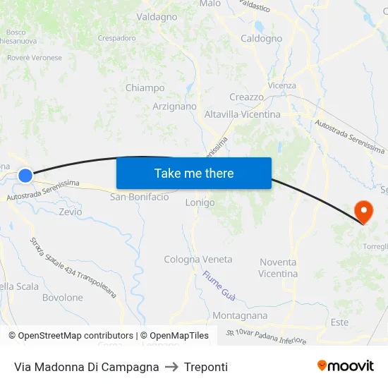 Madonna Di Campagna Street to Three Bridges map