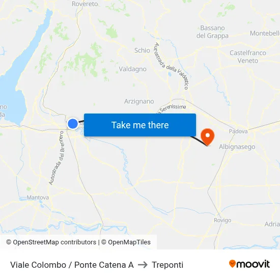 Viale Colombo / Ponte Catena A to Three Bridges map