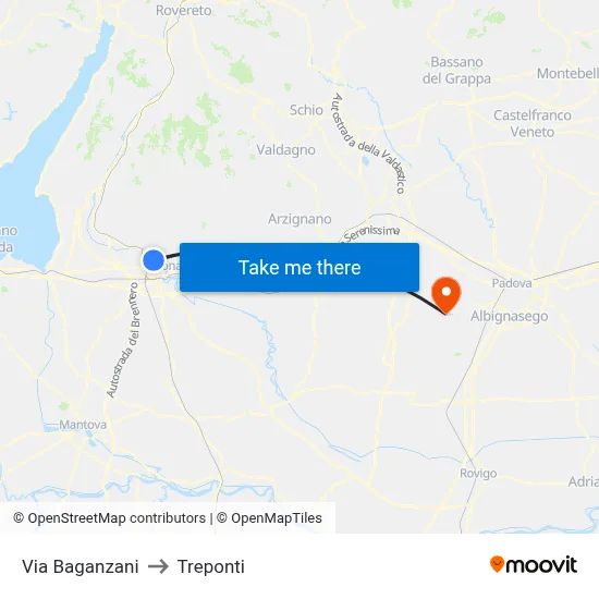 Via Baganzani to Three Bridges map