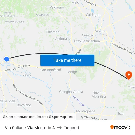 Via Caliari / Montorio Street A to Three Bridges map