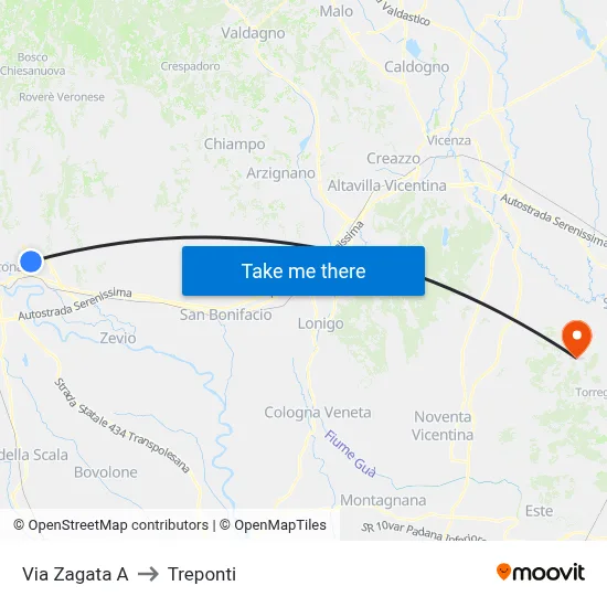 Via Zagata A to Three Bridges map