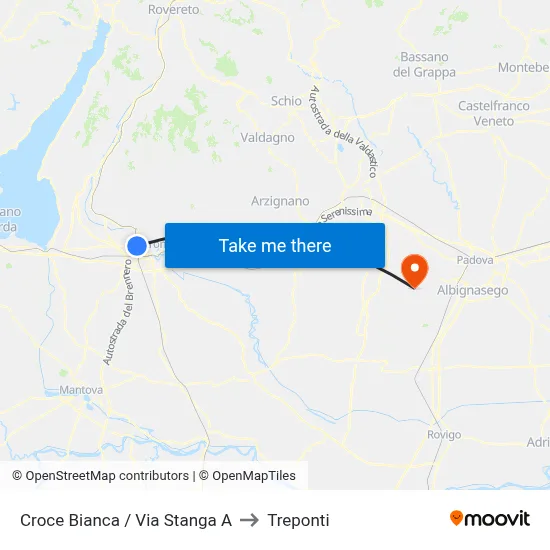 Croce Bianca / Via Stanga A to Three Bridges map