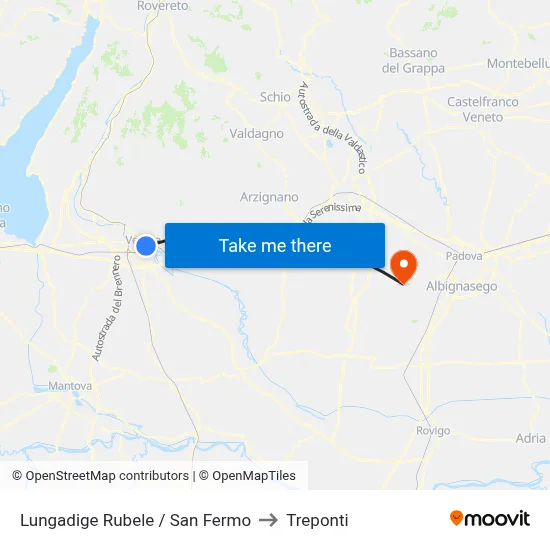 Lungadige Rubele / San Fermo to Three Bridges map