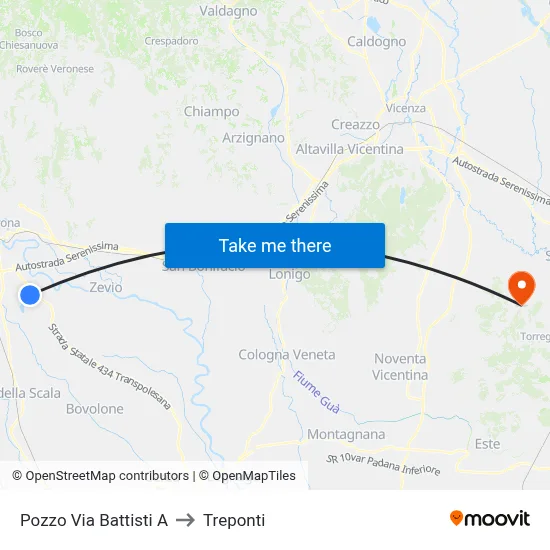 Pozzo Via Battisti A to Three Bridges map