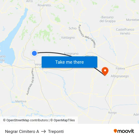 Negrar Cemetery A to Three Bridges map