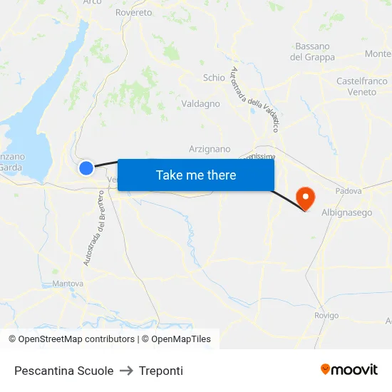 Pescantina Schools to Three Bridges map