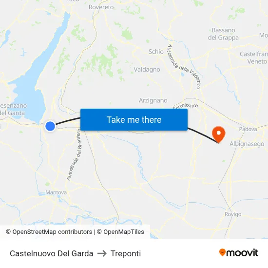 Castelnuovo Del Garda to Three Bridges map