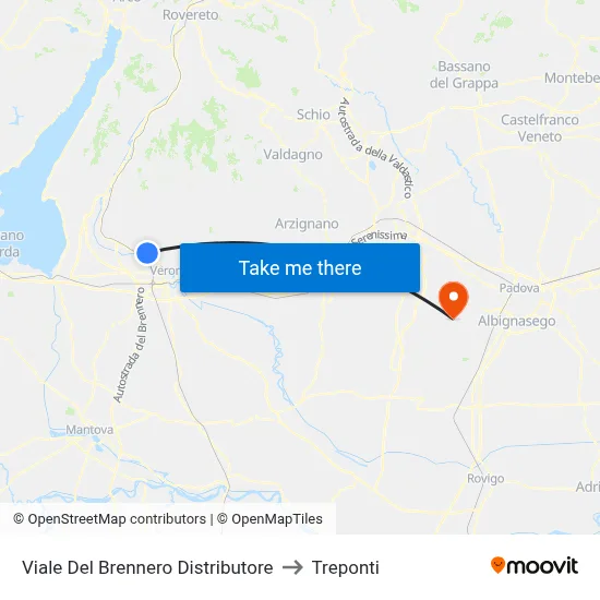 Brennero Avenue Gas Station to Three Bridges map