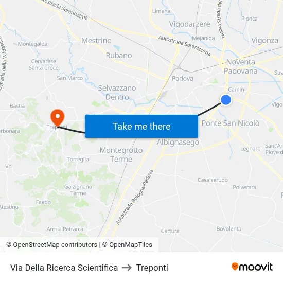 Della Ricerca Scientifica Street to Three Bridges map