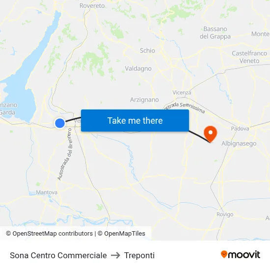 Sona Shopping Center to Three Bridges map