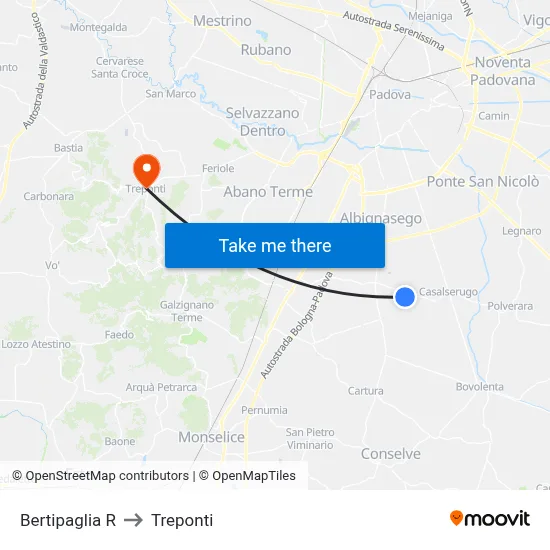 Bertipaglia R to Three Bridges map