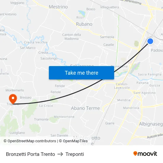 Bronzetti Trento Gate to Three Bridges map