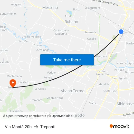 Montà Street 20b to Three Bridges map