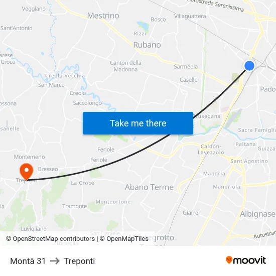 Montà 31 to Three Bridges map
