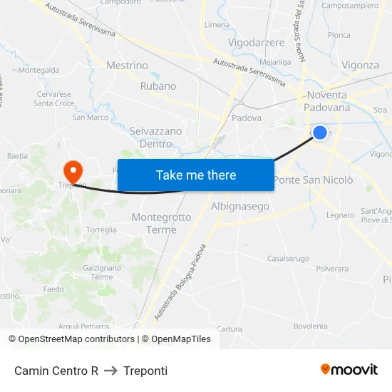 Camin Center R to Three Bridges map