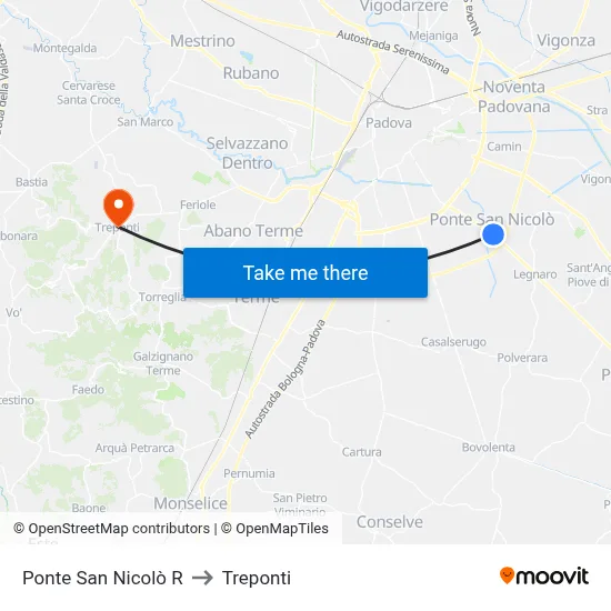 San Nicolò Bridge R to Three Bridges map