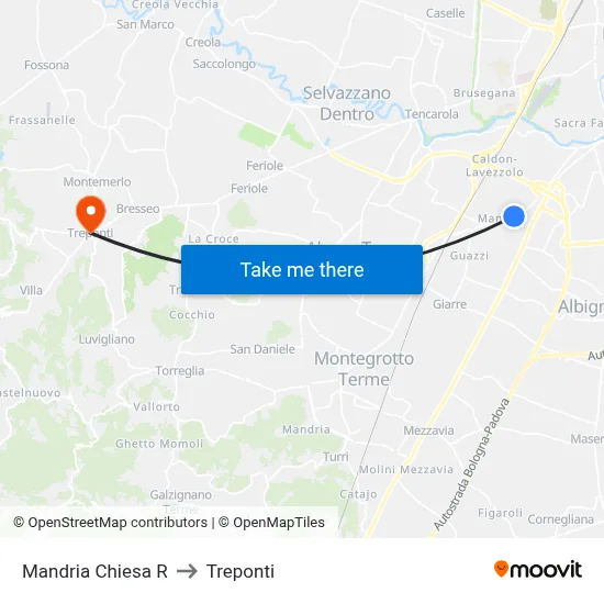 Mandria Church R to Three Bridges map