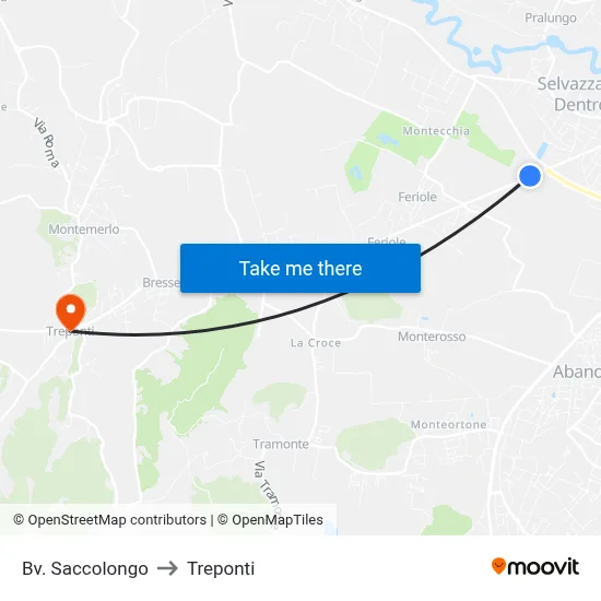 Saccolongo Junction to Three Bridges map