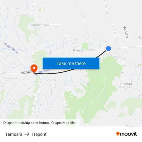 Tambara to Three Bridges map