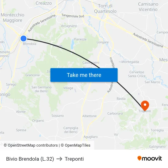 Brendola Junction (L.32) to Three Bridges map
