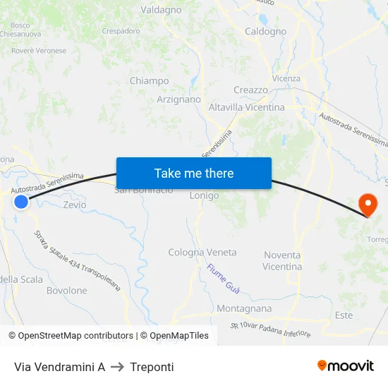 Vendramini Street A to Three Bridges map