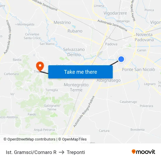 Gramsci/Cornaro Institute R to Three Bridges map
