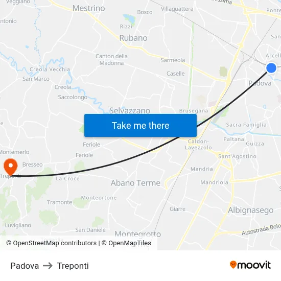 Padua to Three Bridges map