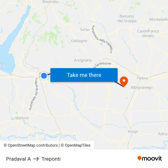 Pradaval A to Three Bridges map