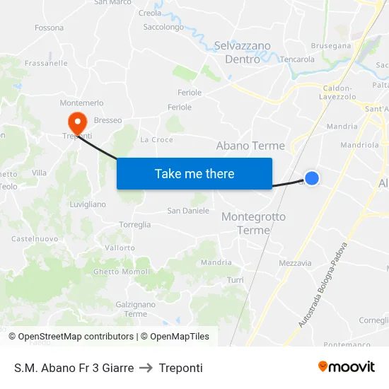 Santa Maria Abano Fr 3 Giarre to Three Bridges map