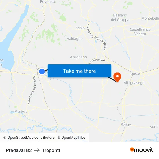 Pradaval B2 to Three Bridges map