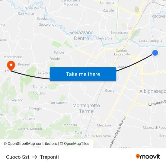 Cuoco Station to Three Bridges map