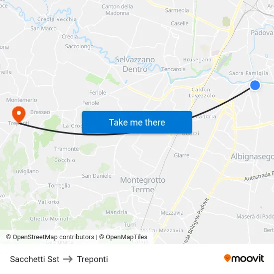 Sacchetti Station to Three Bridges map