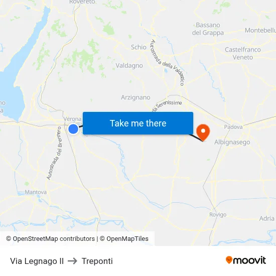 Legnago Street II to Three Bridges map