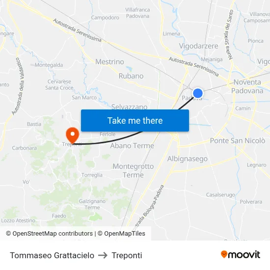 Tommaseo Skyscraper to Three Bridges map