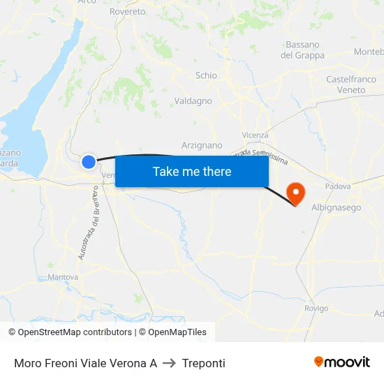Moro Freoni Verona Avenue A to Three Bridges map