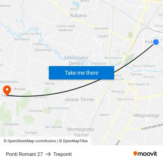 Roman Bridges 27 to Three Bridges map