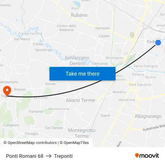 Roman Bridges 68 to Three Bridges map